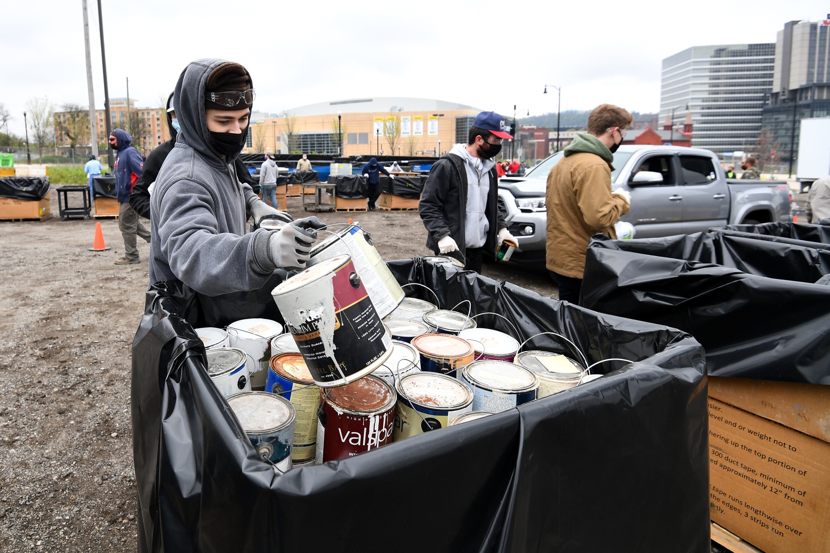 Still Time To Rid Homes Of Chemicals E Waste And Hard To Recycle   PRC Contractor On Site With Paint Cans 